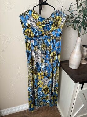 Sun n Moon Blue & Yellow Floral Empire Waist Maxi Dress